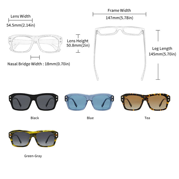 Acetate Square Rectangular Sunglasses