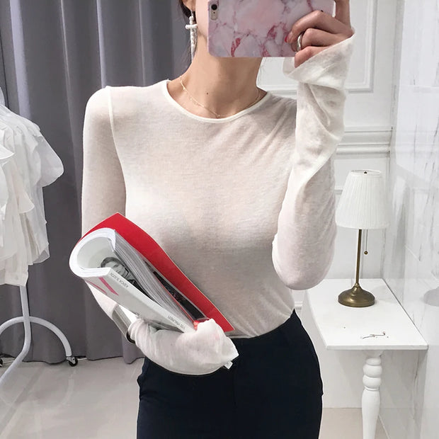 Korean Style Slim Basic Elasticity Tshirt