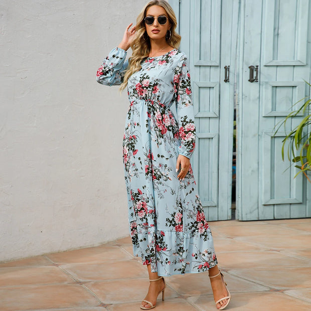 Women Maxi Dress Casual Long Sleeve