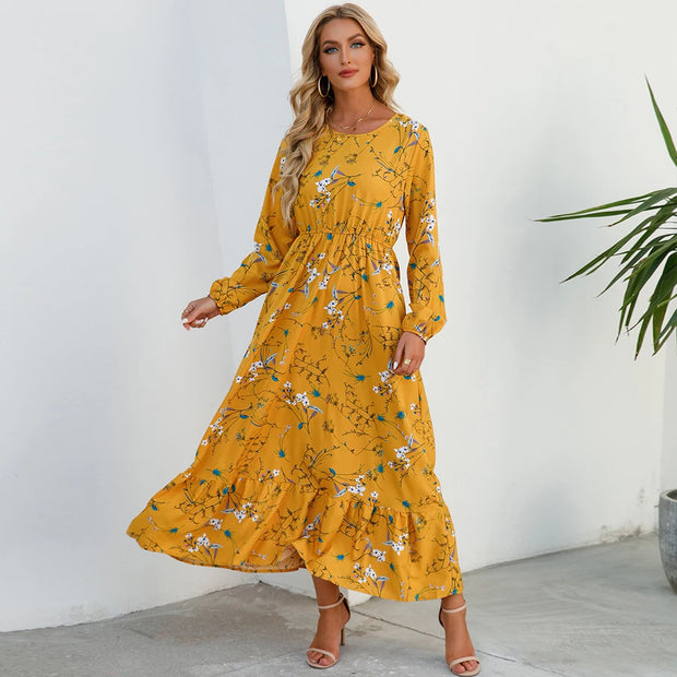 Women Maxi Dress Casual Long Sleeve