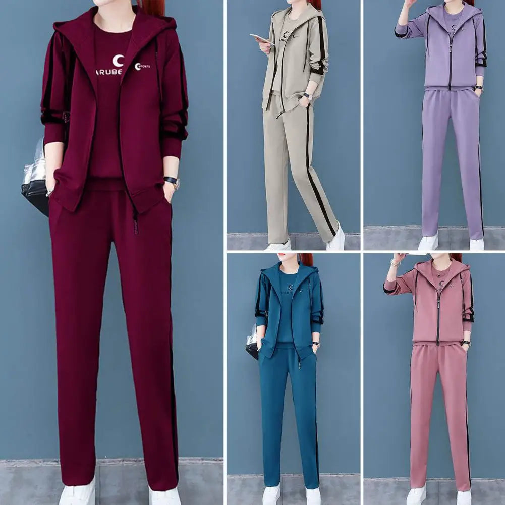 3Pcs Simple Suit Sportswear Round Neck