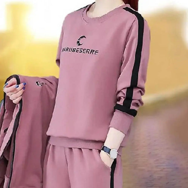 3Pcs Simple Suit Sportswear Round Neck