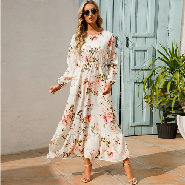 Women Maxi Dress Casual Long Sleeve