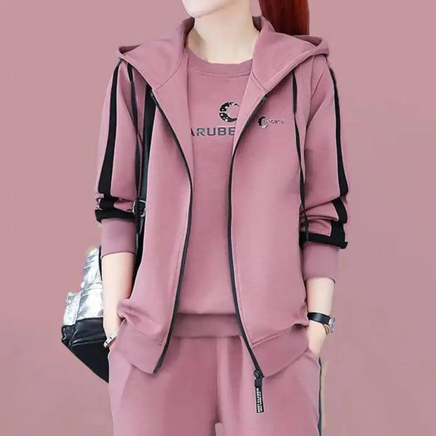 3Pcs Simple Suit Sportswear Round Neck